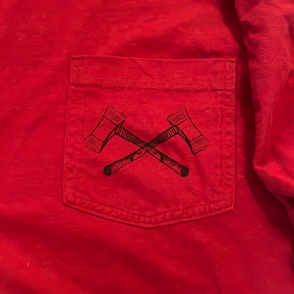 Mens deep red long sleeve shirt.